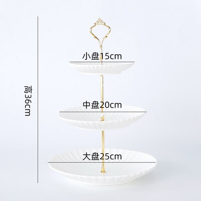 Nordic Ceramic Fruit Plate Three-layer Dessert Plate Cake Plate Multi-Layer Pastry Plate Candy Tray Shelf: B