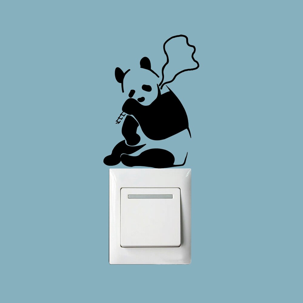 So Cute Panda Switch Wall Stickers Kids Room Bedroom Decals Wallpaper Home Drawing Room Decoration Kitchen Tile#661-2