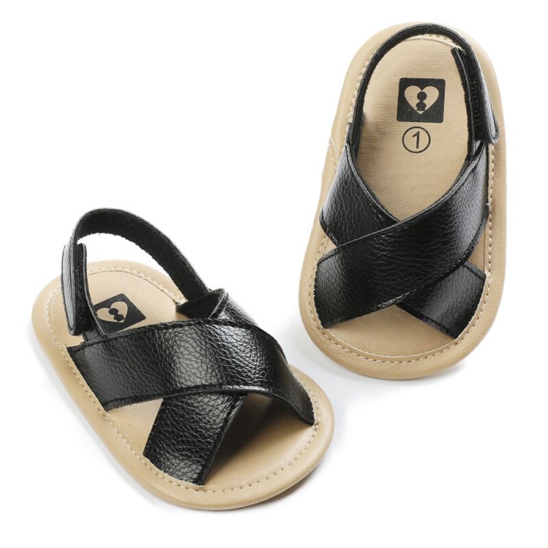 NEUE Sommer Baby Jungen Atmungsaktive Anti-Unterhose Schuhe Quaste Sandalen Kleinkind Weiche Sohlen Erste Wanderer 0-18M Heißer: schwarz / M