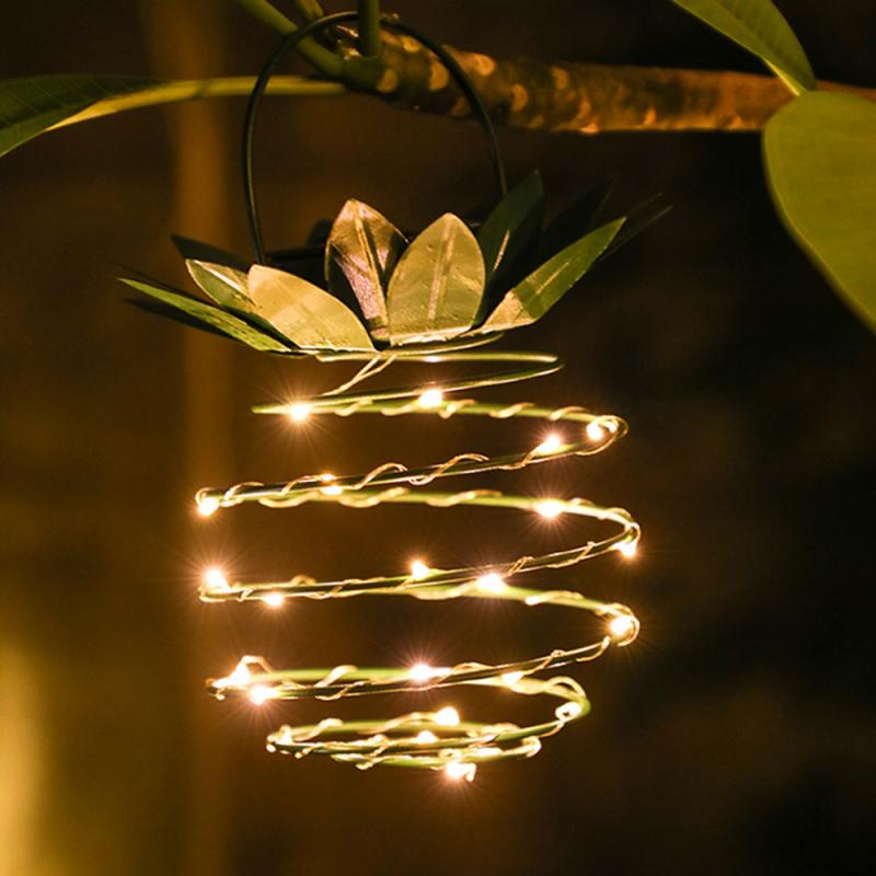 Zonne-ananaslamp, tuin, binnenplaats, waterdichte decoratieve koperdraadlamp, draagbare automatische energiebesparende ijzeren nachtlamp: 1 stuk