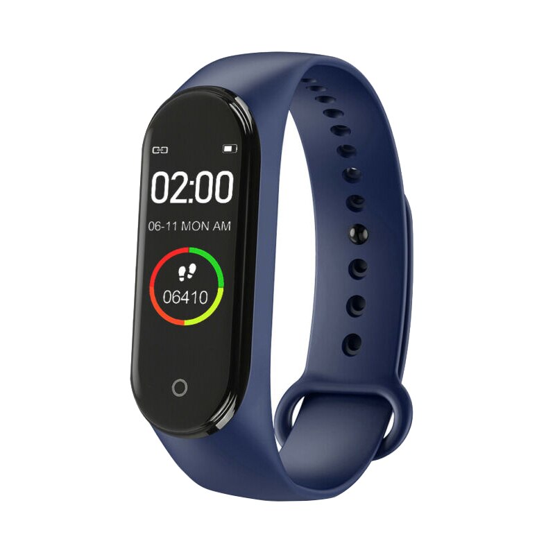 Smart M4 Band Herz Rate Blutdruck Monitor Sport Uhr für Männer Frauen Monitor Gesundheit Armband Wasserdichte Fitness Tracke: Blau