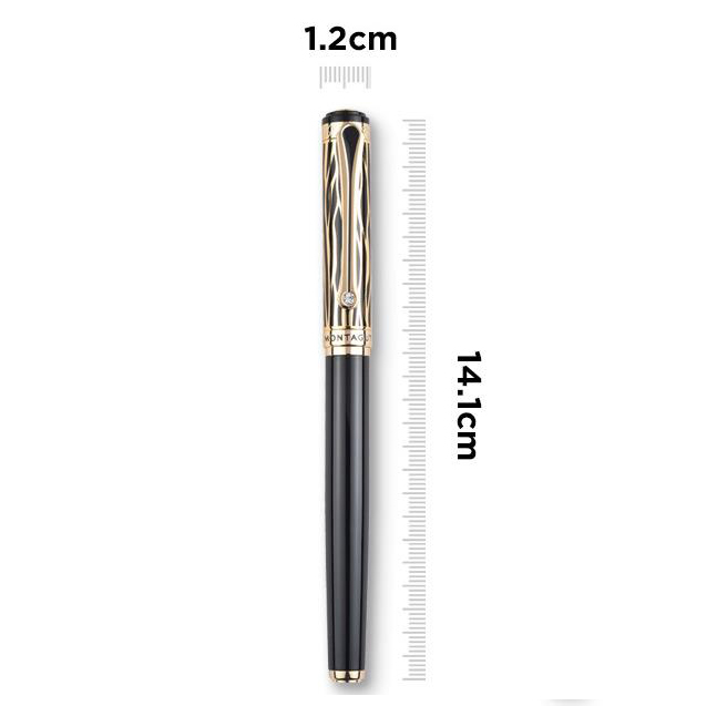 Montagut-Stylo à bille roulante Iridium pour le bureau, l'école, l'écriture à la maison, luxueux, garniture de bijoux dorée noire et dorée, 816: WHITE