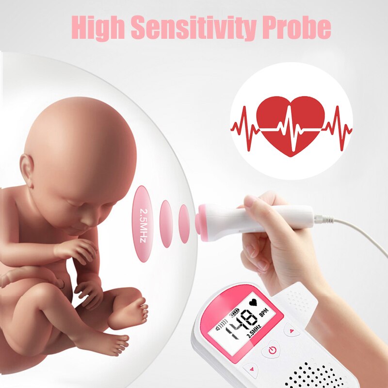 Dispositivo de monitoreo Fetal de sonido cardíaco para mujeres embarazadas, Monitor de ritmo cardíaco Fetal para escuchar a mujeres embarazadas