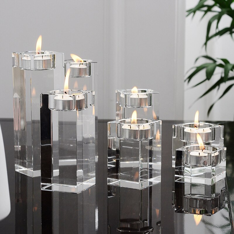 Ljushållare värmeljusstativ i klart glas kristall ljusstake dekor europeiska ornament  ti99