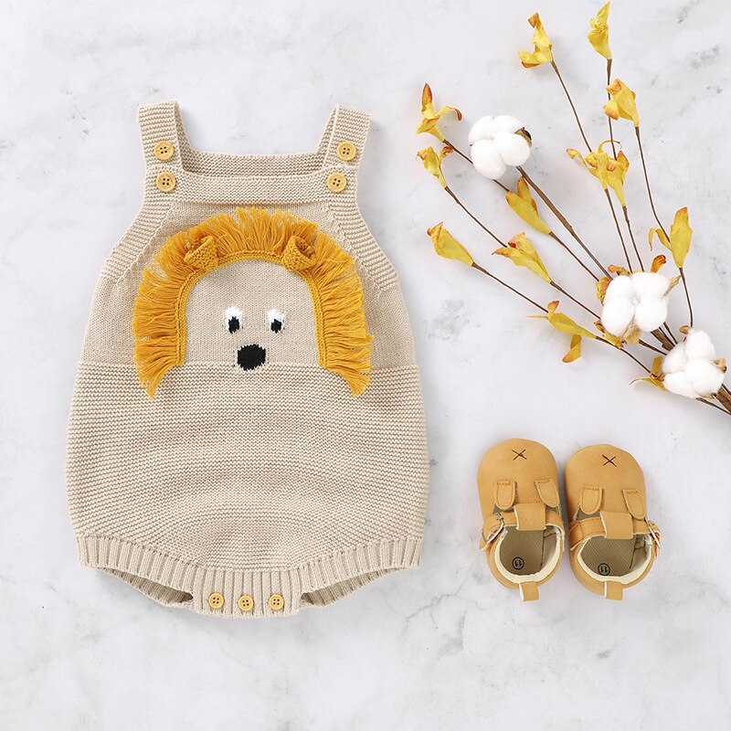 Bodysuits do bebê bonito sem mangas recém-nascidos de malha macacão corpo ternos topos primavera outono outerwear criança infantil menino menina macacões: Light Camel / 12-18M (90)