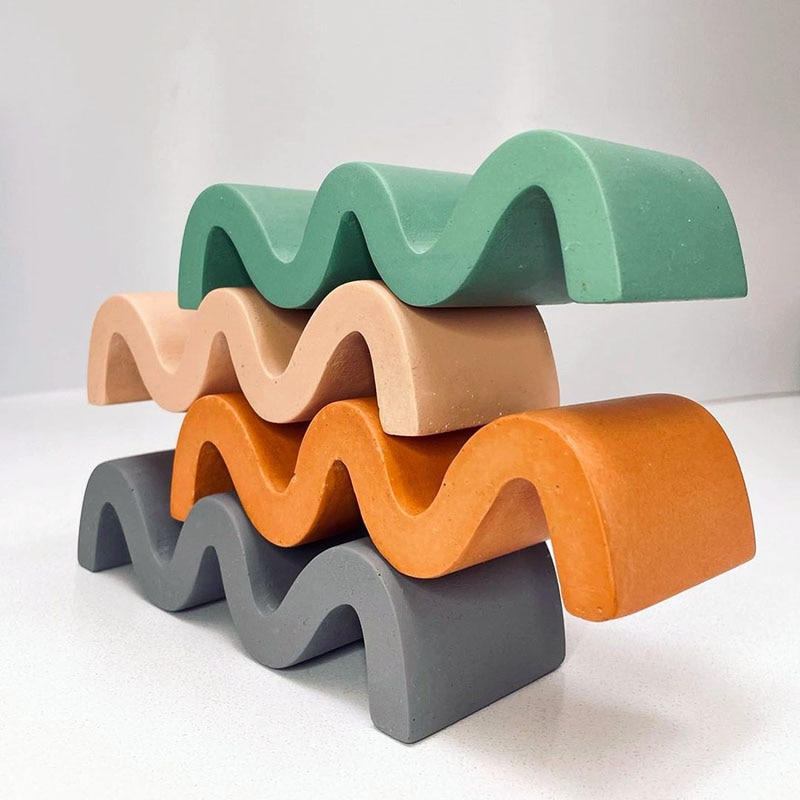 Moules porte-savon en béton et Silicone, ondulé, en ciment, plateau Jesmonite Terazzo, DIY