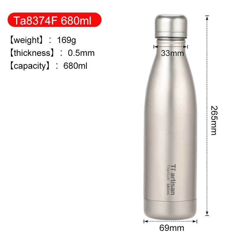 Senaste titan vattenflaska läckagetät sport titan koks flaska polerad cola flaska utomhus camping dryck flaska 550-680 ml: 680ml frost