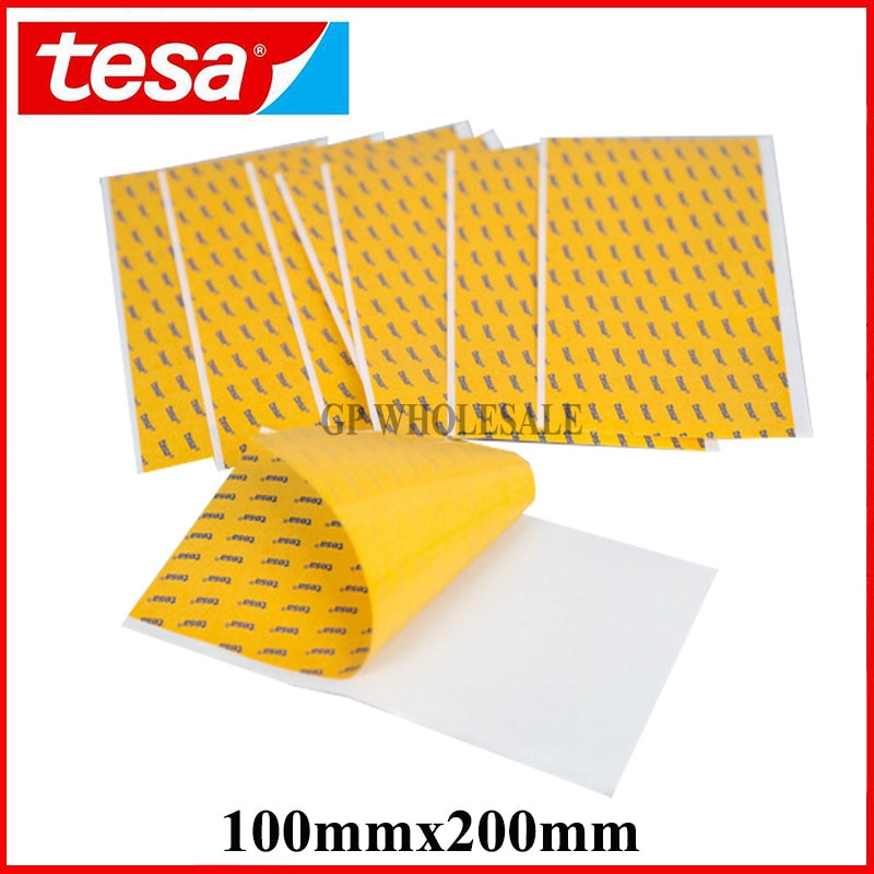 5x TESA 68547 Thin 0.1mm thick PET Double Sided SUPER STICKY HEAVY DUTY ADHESIVE SHEET 4"x8" 100*200MM transparent