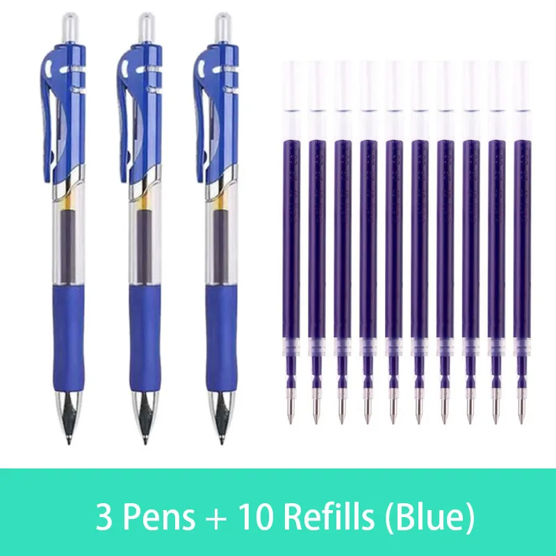 Roise Retractable Gel Pens Set Black/Red/Blue Ink Ballpoint for Writing Refills Office Accessories School Supplies Stationery: Navy Blue