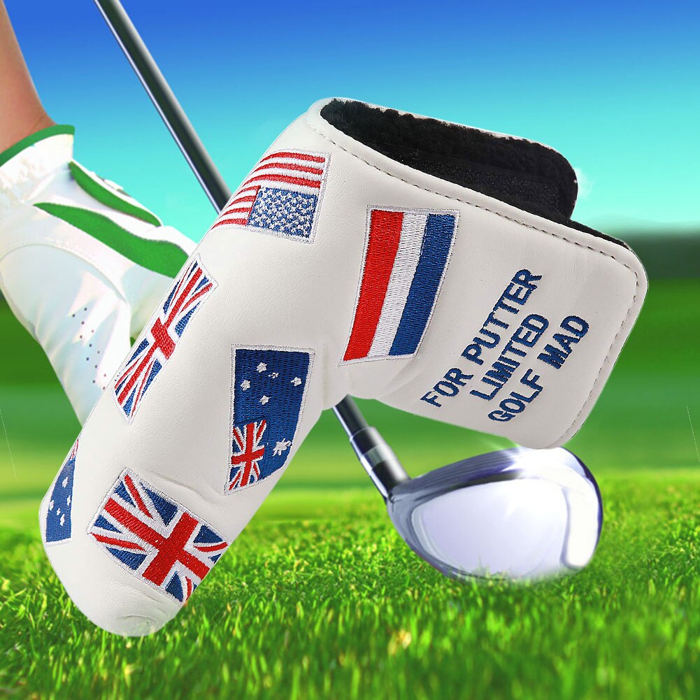 Outdoor Accessories Parts Protective Self Putter Head Cover Sports Golf PU Leather US Flag Pattern Tool Decorative