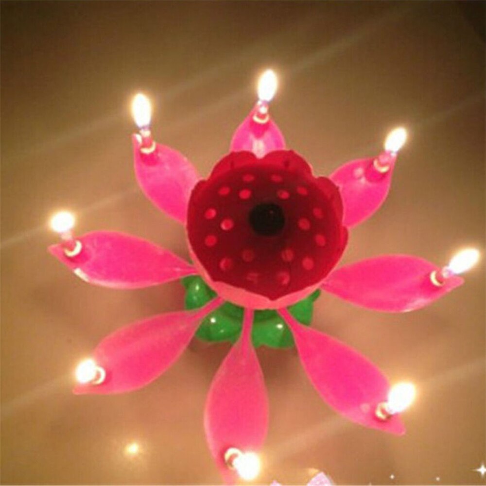Innovative festkage stearinlys musikalsk lotusblomst roterende tillykke med fødselsdagen stearinlys lys fest diakage dekoration