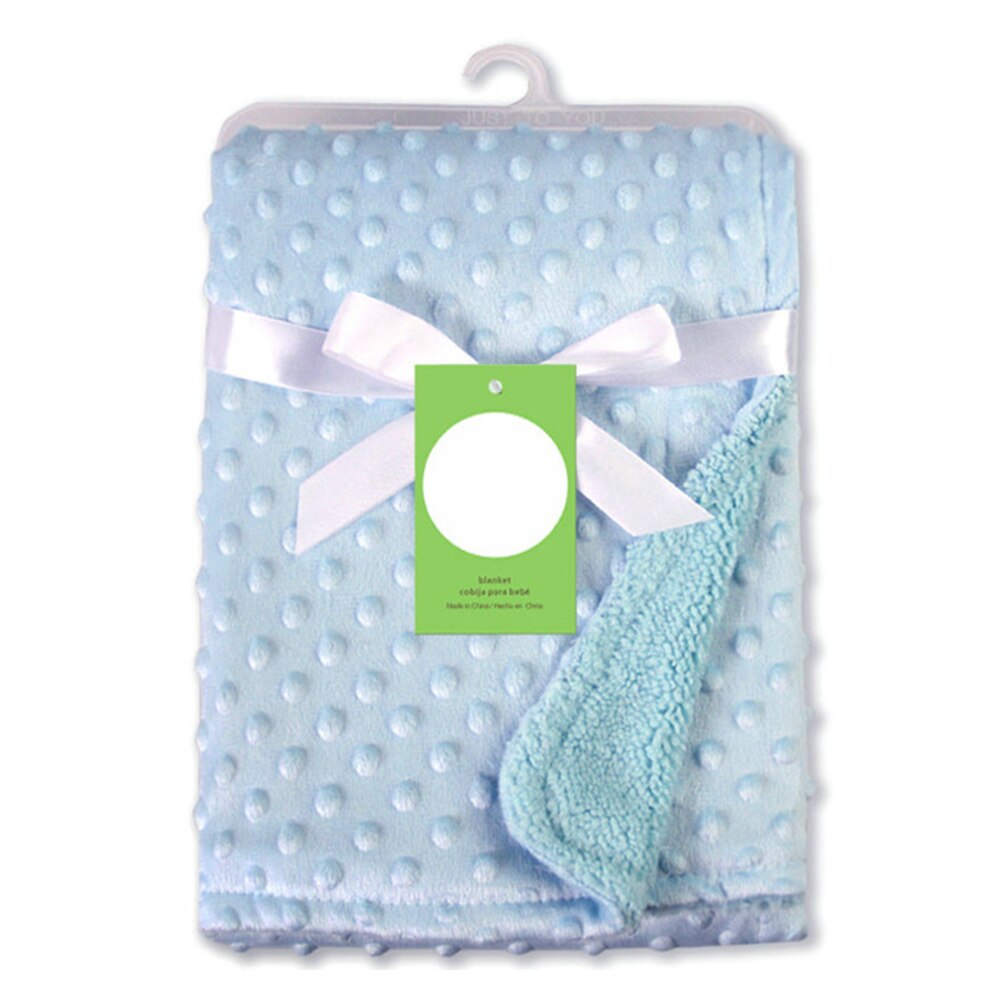Baby Blanket Swaddling Newborn Thermal Soft Fleece Blanket Winter Solid Bedding Cotton Quilt Infant Swaddle Wrap: blue