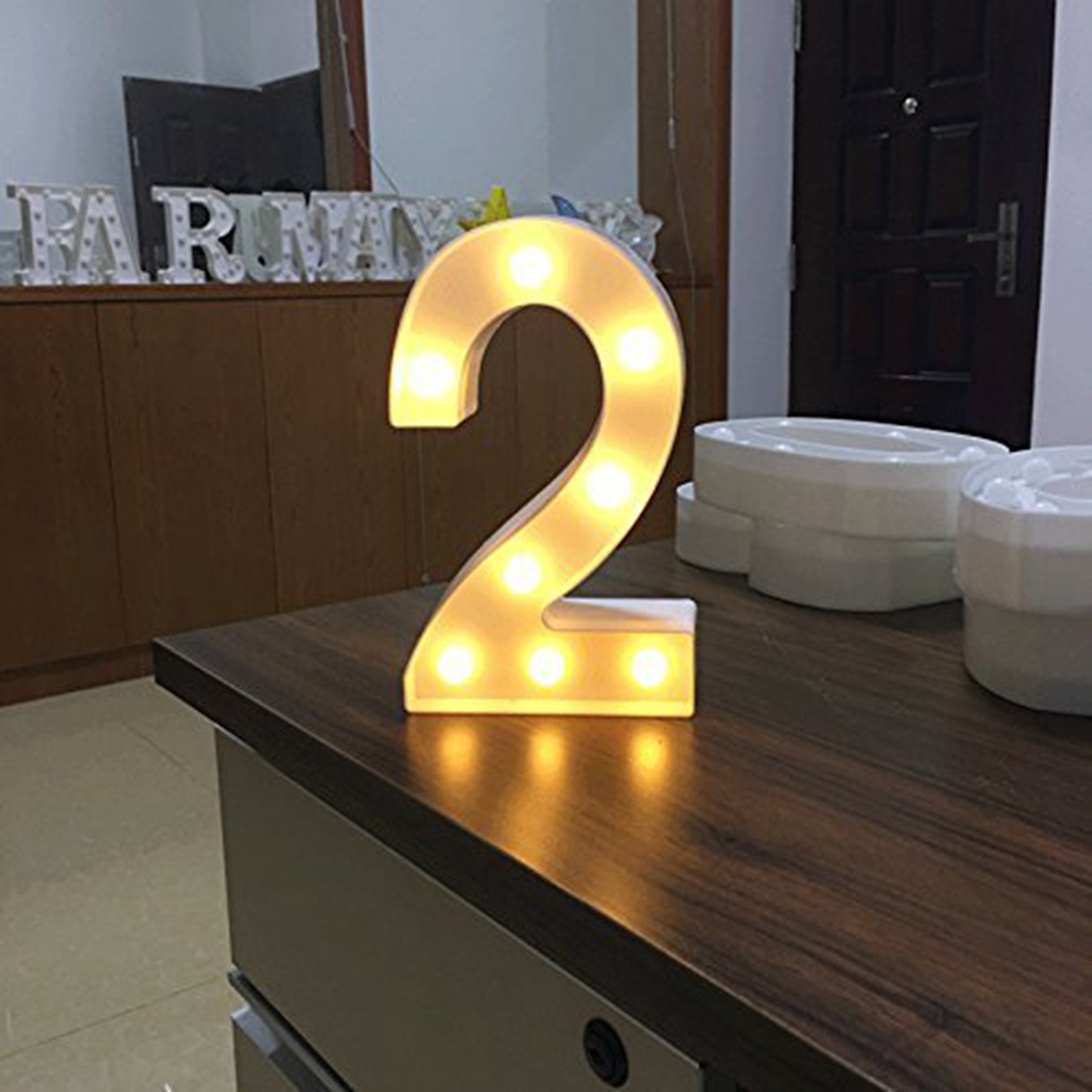 Number LED Night Lights Luminous Number Letter Lamp Light for Home Wedding Birthday Christmas Party Decoration Scene Props: Beige
