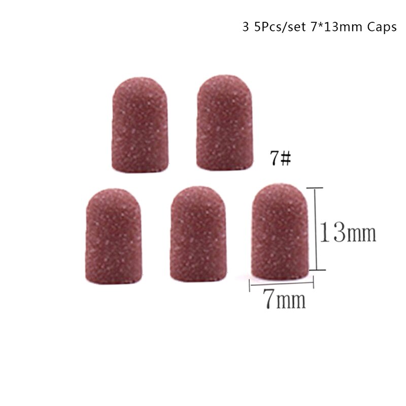 1/5pcs/set Bit Manicure Tool Nail Sanding Caps Rubber Grip Pedicure Polishing Sand Block Electric Drill Accessories: 3
