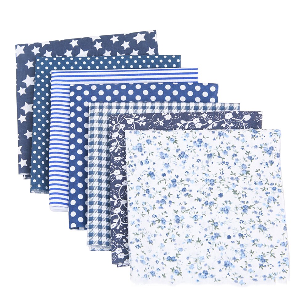 7 unidades/juego de tela de algodón para manualidades, paño liso, estampado Floral, cuadrado, 25x25mm: 07