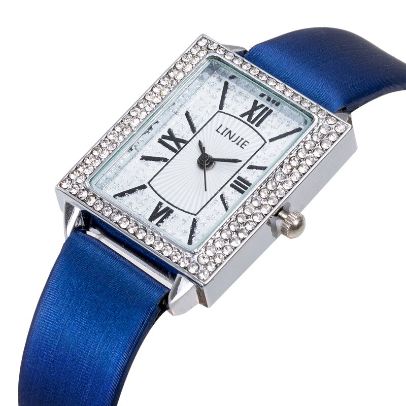 Dame quartz ur krystal firkantet ur ur kvinder armbånd ure kjole pu band kvinde ure romerske arabertal