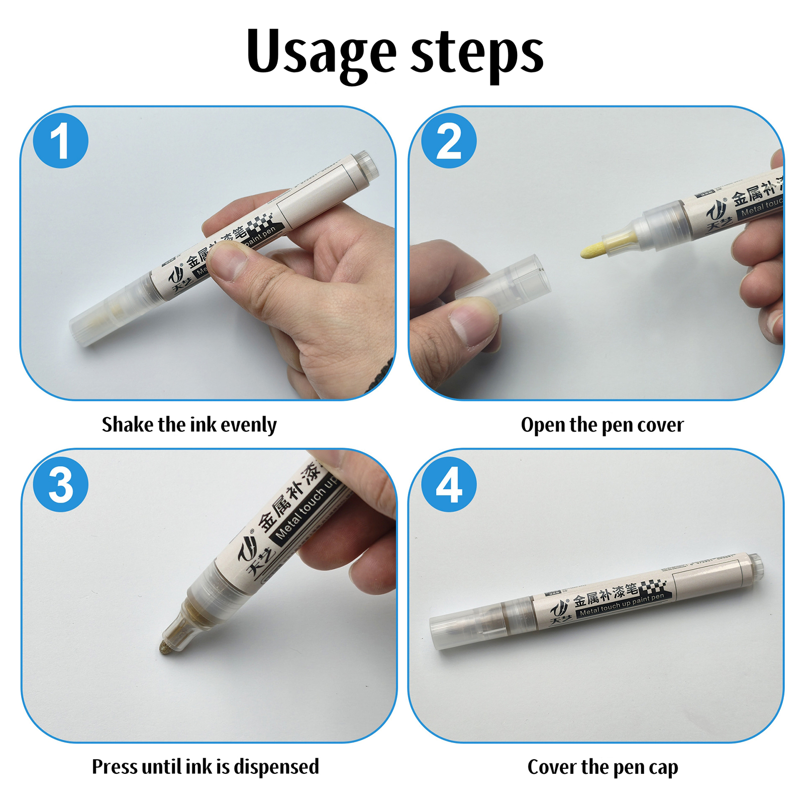 Metalen verfpen Zwart grijs wit goud Metalen hardware Waterdichte kleurreparatiepen Industriële markeerpen