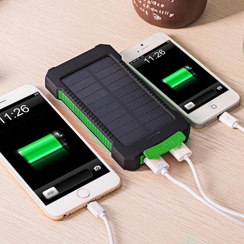 Solar Power Bank 20000mAh zonne-energie Oplader Externe batterij Oplader Waterdichte Solar Powerbank voor Smartphone met LED Licht