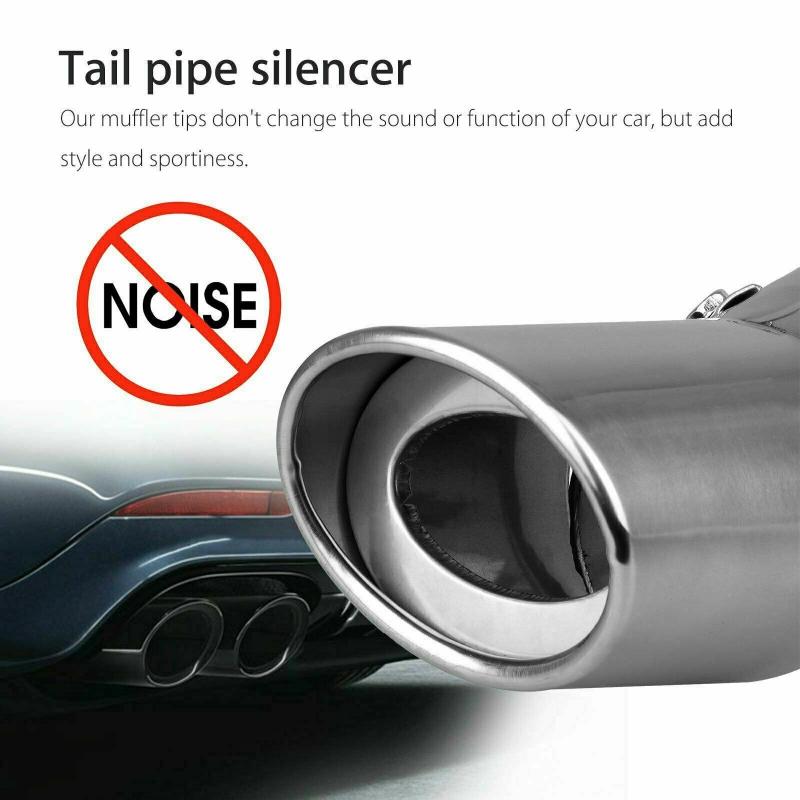 Car Accessories Car Auto Round Exhaust Muffler Tip Stainless Steel Pipe Chrome Trim Modified Car Rear Tail Exhause Car Styling: Default Title