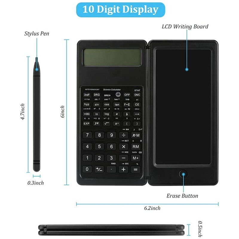 Calculator, Electronic Office Calculator with Erasable Writing Board, LCD Display Desktop Calculator for Office School