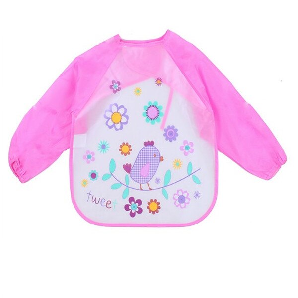 Cartoon Baby Lätzchen Wasserdicht Langarm Schürze Kinder Fütterung Kittel Lätzchen Spuck Kleidung Weiche Essen Kleinkind Baberos Bavoir Kleidung: Pink Birds