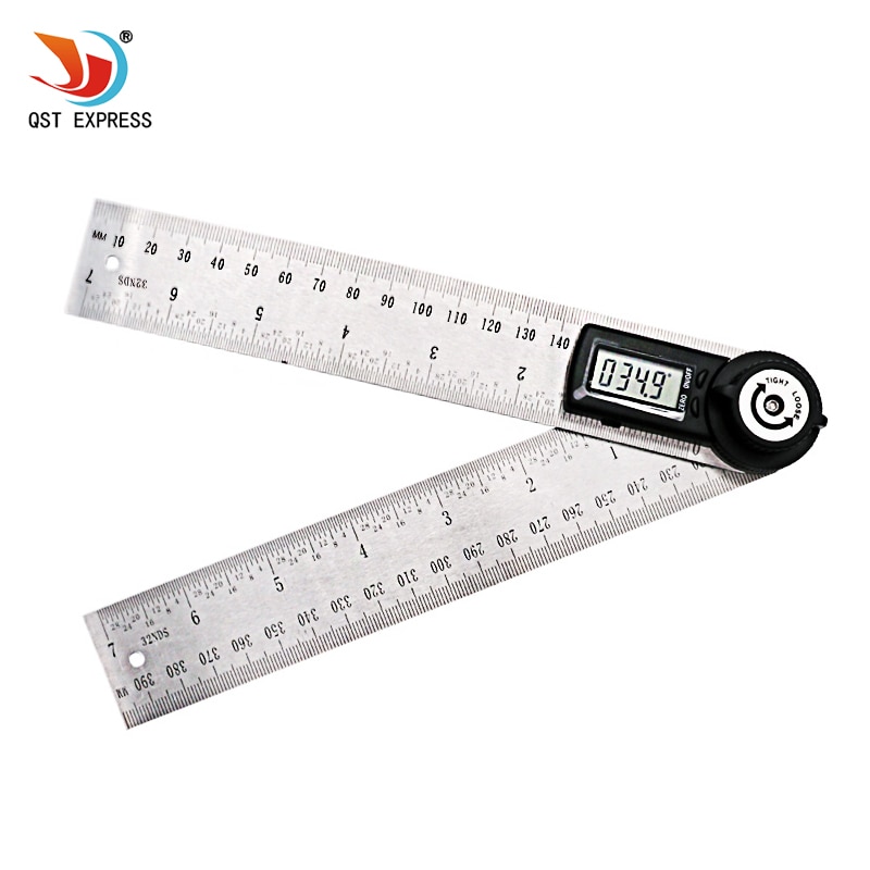 QSTEXPRESS 2 IN 1 digital angle ruler 360 degree 200mm electronic digital angle meter angle