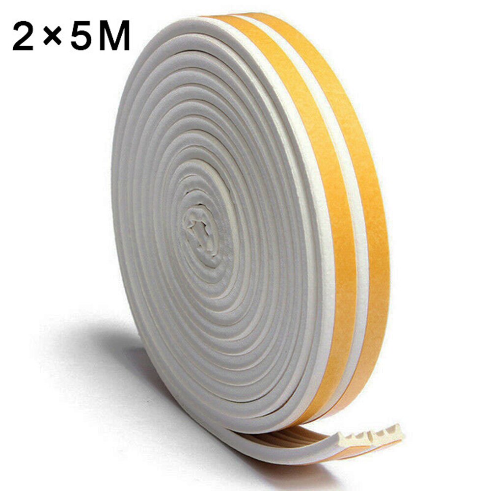 10m E Type Foam Weather Draught Excluder 500 X 0.9 X 0.4cm Self-Adhesive Door Window Frame Foam Seal Strip: White