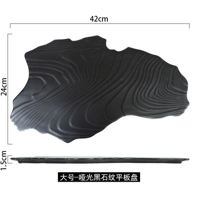 Western Plate Black Irregular Shape Steak Plates Restaurant Food Decoration Plate Swing Fruits tray Porcelain Dish: 06