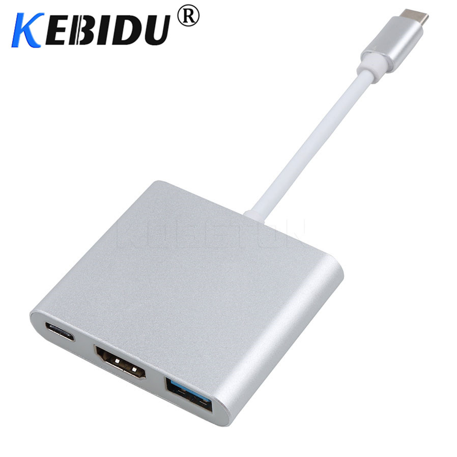 KEBIDU 4K Usb c HDMI Type c HDMI USB 3.1 Converter Adapter Type C naar HDMI HDMI/USB 3.0 /Type-C HUB Kabel Aluminium Macbook