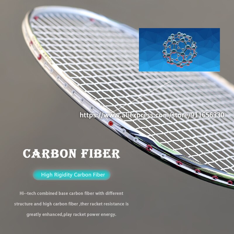 100% Full Carbon Fiber Super Light 7U 67G Badminton Rackets Strungs Max Tension 30lbs Racquet Bag Sports For Adult