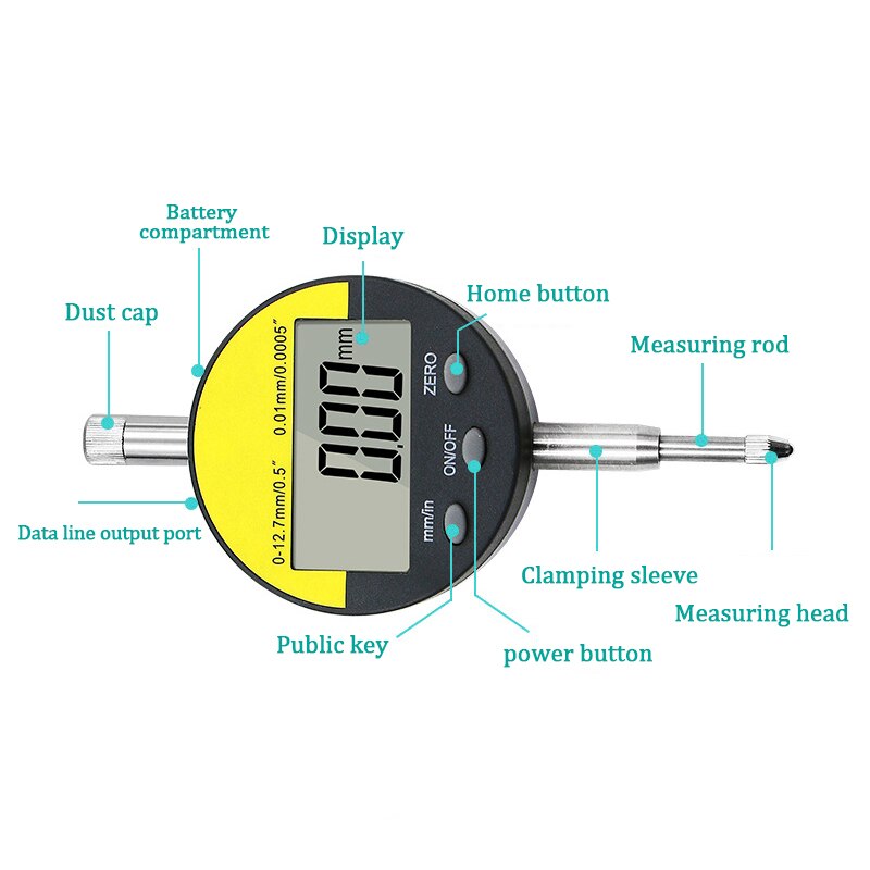 Digital mätklocka 0-25.4mm 0.001mm 0.00005 "elektronisk mikrometer metrisk tum mätare
