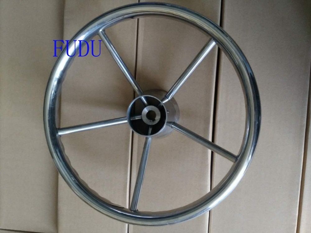 13.5 inch 5 spoke stainless steel boat steering wheel Good destroyer style