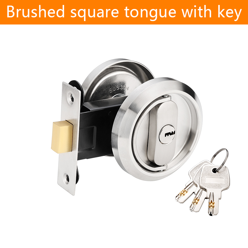 1Pcs Invisible Door Lock With Key Indoor Household Door Anti-theft Single Double-Sided Round Lock Stainless Safety Door Locks: Black & White