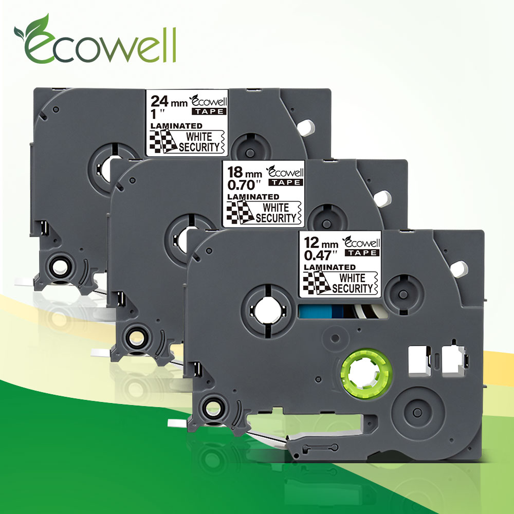 Ecowell Compatibel Voor Brother Security Tapes TZe-SE3 TZe-SE4 TZe-SE5 12Mm 18Mm 24Mm Zwart Op Wit Voor Brother P-Touch Printer