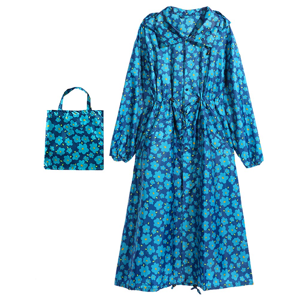 Women Waterproof Hooded Raincoat Light Foldable Windproof Long Rainwear