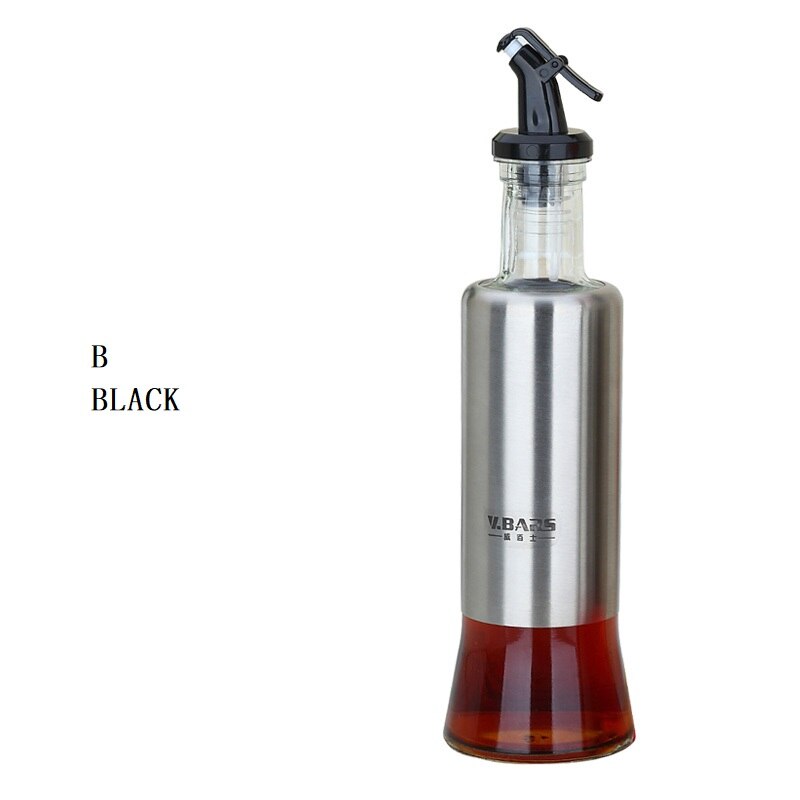 Oliekande glas lækagesikker køkken husstand 304# inox sauce olie eddike flaske krydderier flaske parfume drys: G