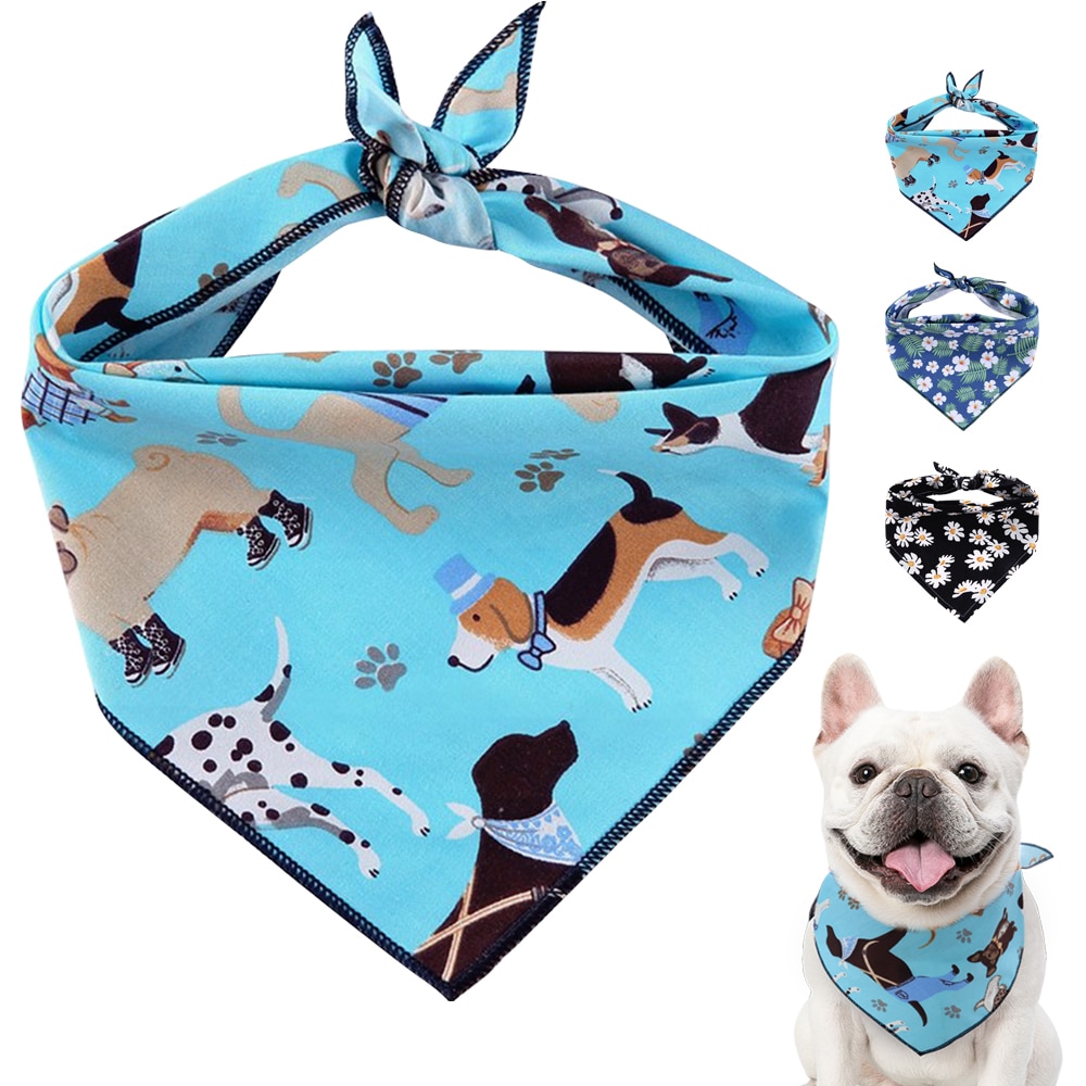 Bandana en coton doux pour chien, grand foulard imprimé à la , accessoire pour chiot, chaton, petit, moyen gabarit, chat