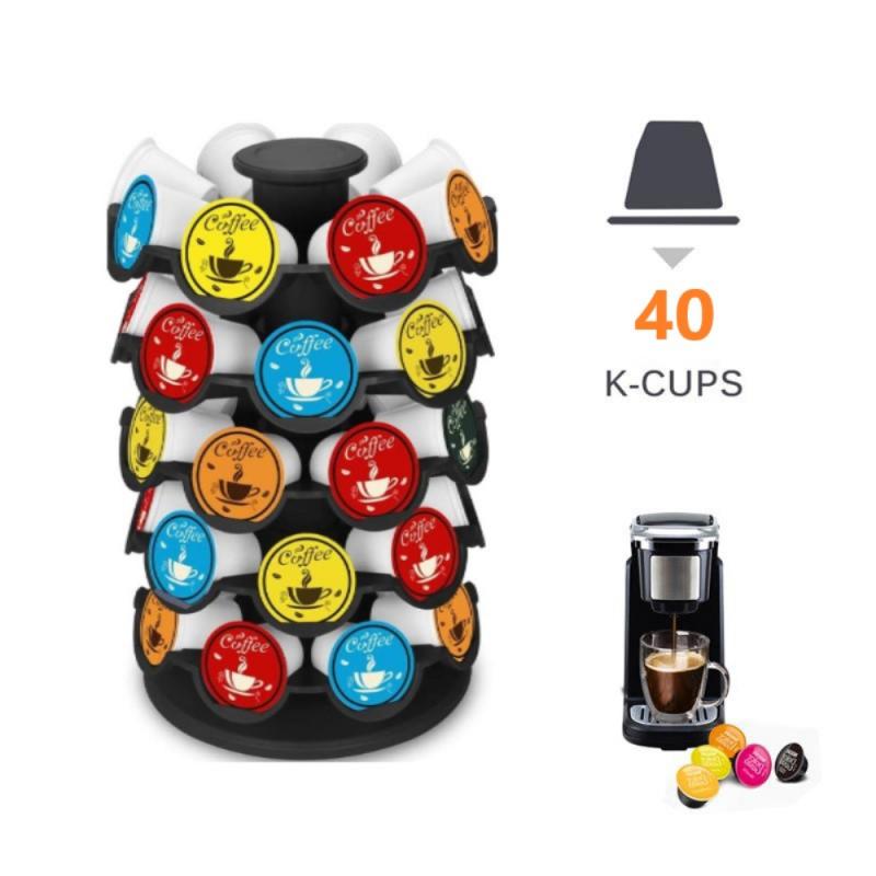 Rotatable Nespresso Coffee Pod Holder Nespresso Capsule Storage Rack Stand can hold 40pcs Capsules Storage Shelf Organizer