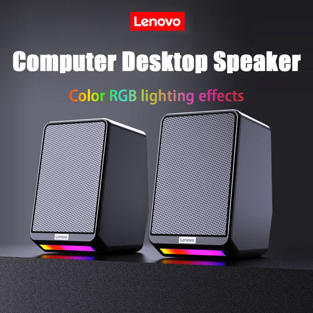 Lenovo Computer Desktop Speaker Set Portable Stereo RGB Luminous USB Wired Notebook Audio Speaker Computer Accessories