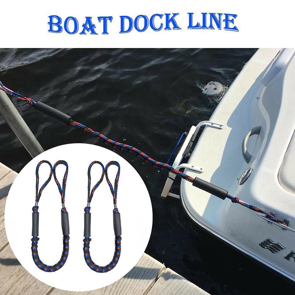 Mooring Rope 1.2m Length Elastic Wharf Rope Dinghy Boat Dock Bungee Line Rope Dock Extendable Mooring Line PP Marine Boat Y4I6