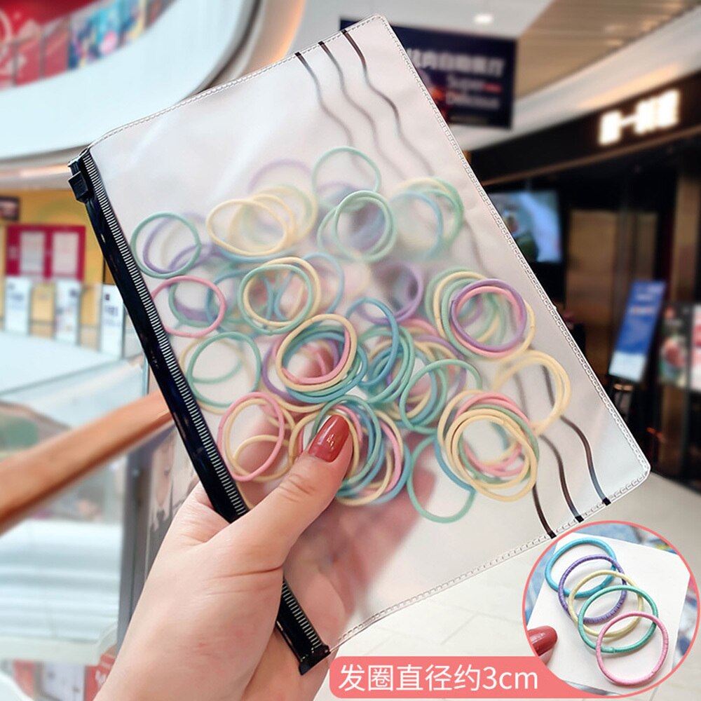 100pcs/Pack Girls Colorful Nlyon Elastic Hair Bands Child Adult Ponytail Holder Rubber Bands Hair Rope Kids Hair Accessories: Small Spring