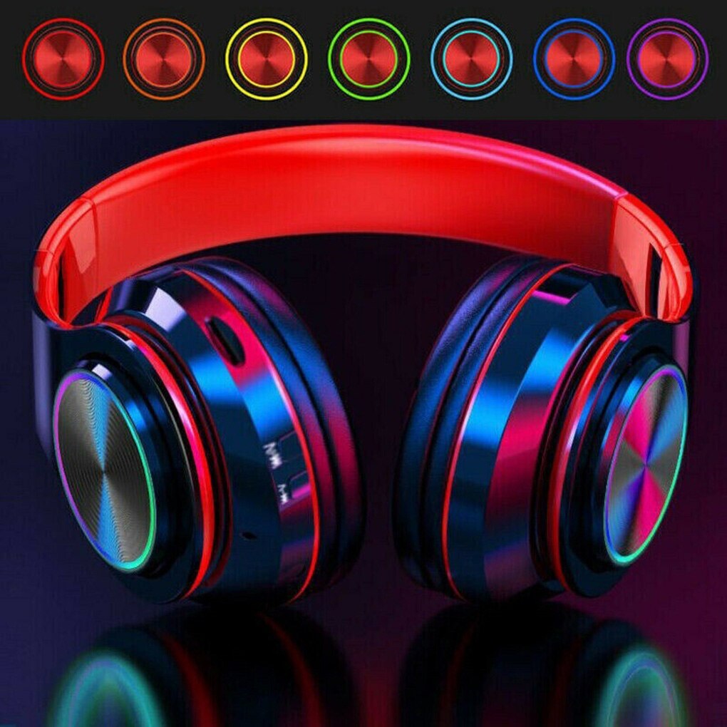 B39 Portable Folding Wireless Bluetooth Headphones LED Colorful Breathing Lights With MIC Support TF Card Mp3 Player