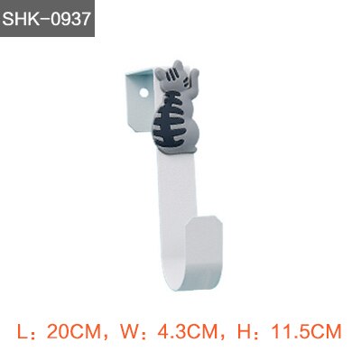 Cartoon kitten haak gratis punch deurhaak kinderkamer badkamer schattig dier ijzeren kapstok: Shk -0937