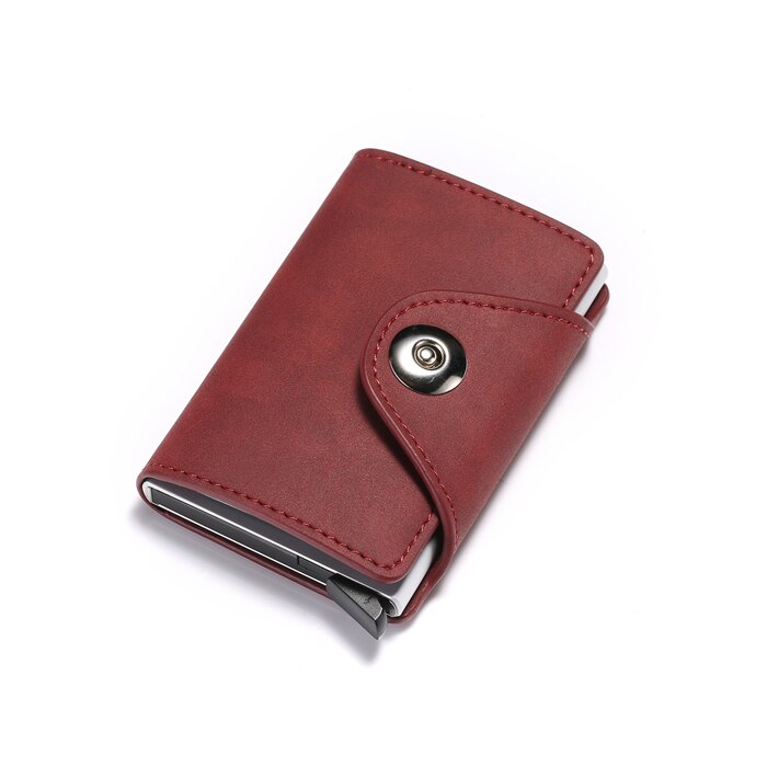 Rfid Anti-magnetic Credit Card Holder Men Security Wallet Aluminium Protection Male Business Cardholder Case Slim Purse: Red