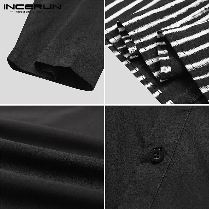 Incerun heren islamitische jubba thobe gestreepte bedrukte lange mouwen casual gewaden dubai islamitische arabische kaftan midden-oosten herenkleding