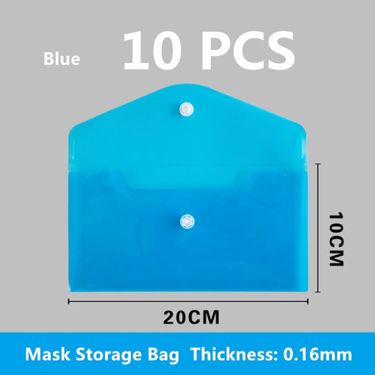 10 stk anti-støv maske opbevaring bærbar pvc maske clips engangs ansigtsmaske opbevaring kuffert beholder sammenfoldelig genbrugsmaske holder: 10 stk 02