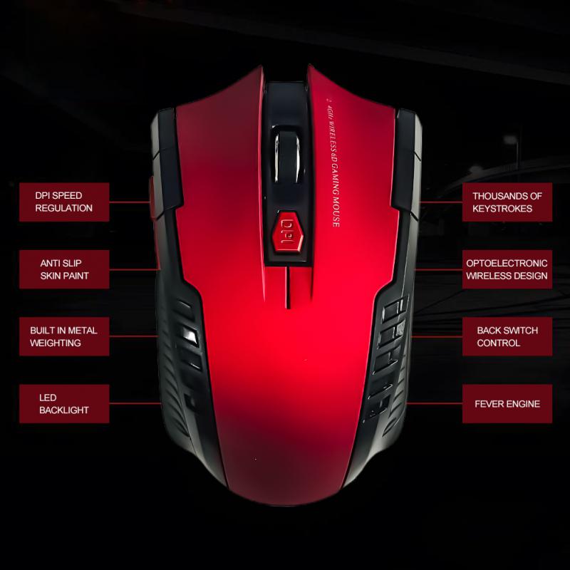 Mysz bezprzewodowa 2.4G Odbiornik USB 6 przycisków Profesjonalne myszy optyczne bezprzewodowe Mysz USB z prawym przewijaniem do laptopa PC Gamer