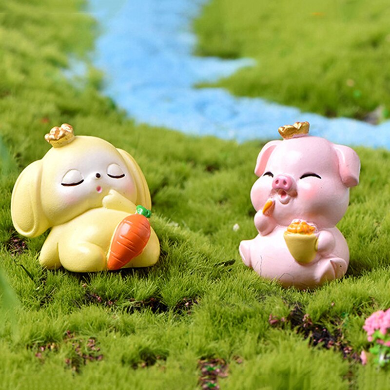 Kawaii Mini Cow Pig Animals Home Micro Fairy Garden Figurines Miniatures Home Garden Decoration DIY Accessories