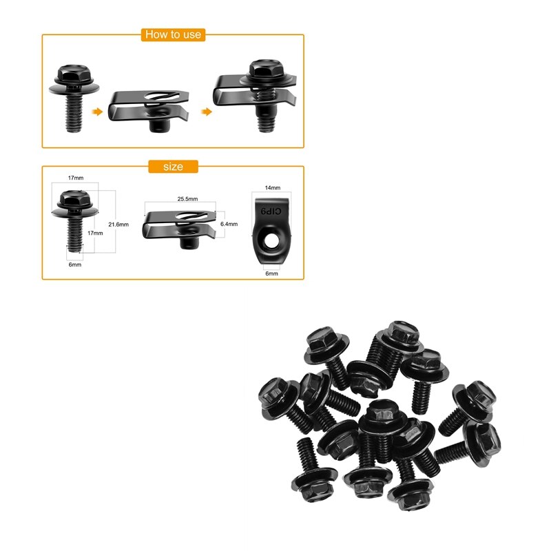 40x Motor Unterboden Abdeckung Clips Boden Schild Schutz Metall