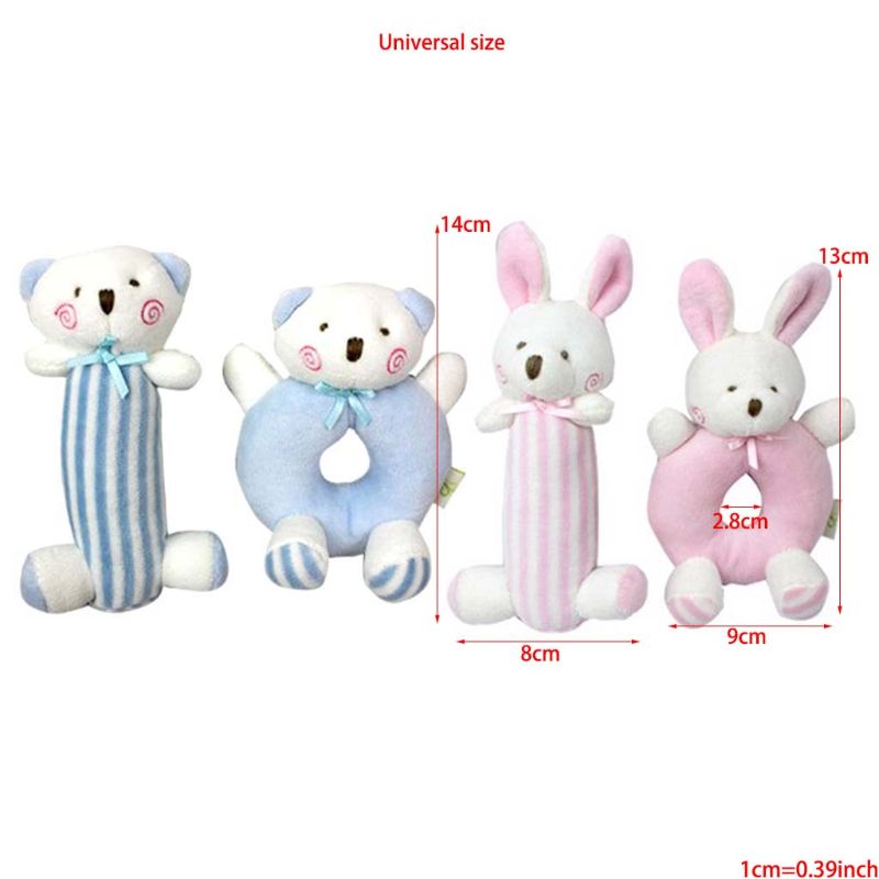 Baby Rattle Plush Soft Toys Newborn Crib Toy Blue bear newborn toys